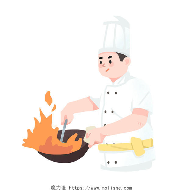 手绘卡通世界厨师日厨师人物炒菜免扣元素厨师元素